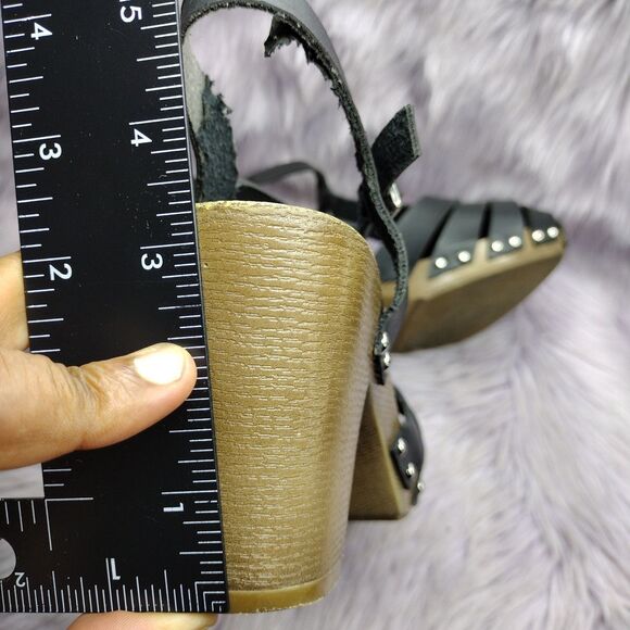 Lane Bryant Strap Chunky Block High Heel Sandal Sz 12 W Wide Width Black Brown - Picture 9 of 10